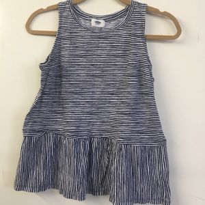 Old Navy Blue and White Stripe Peplum Tank Top